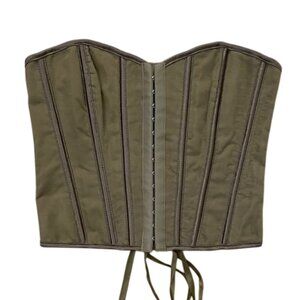 Brown Lace Up Structured Corset Womens Size Small